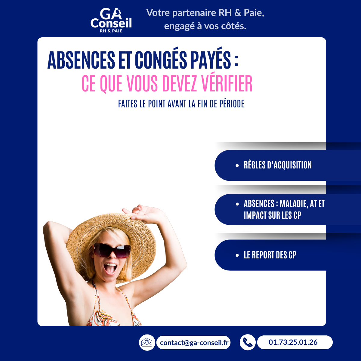 Templates GA acquisition congés payés arrêt maladie impact absences employeur