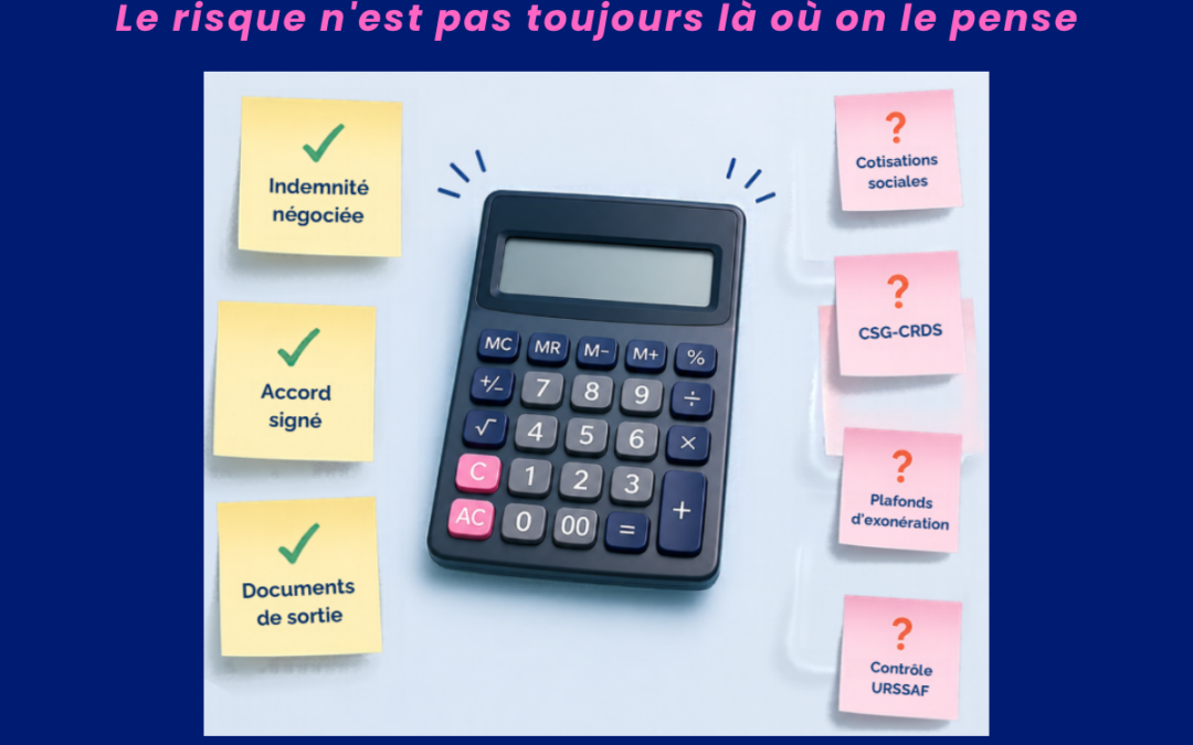 Calcul du traitement social d'une indemnité de rupture sur un bulletin de paie avant la sortie d'un salarié